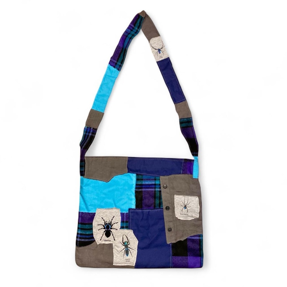 Plaid Spider Patchwork Shoulder Bag
